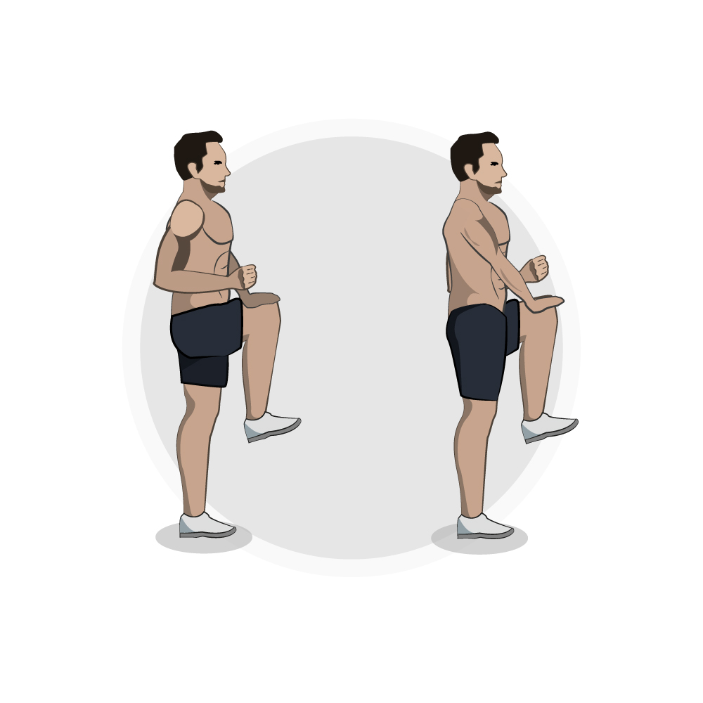 Full Body Workout Exercise 1: Skipping Knee Taps (45 seconds)